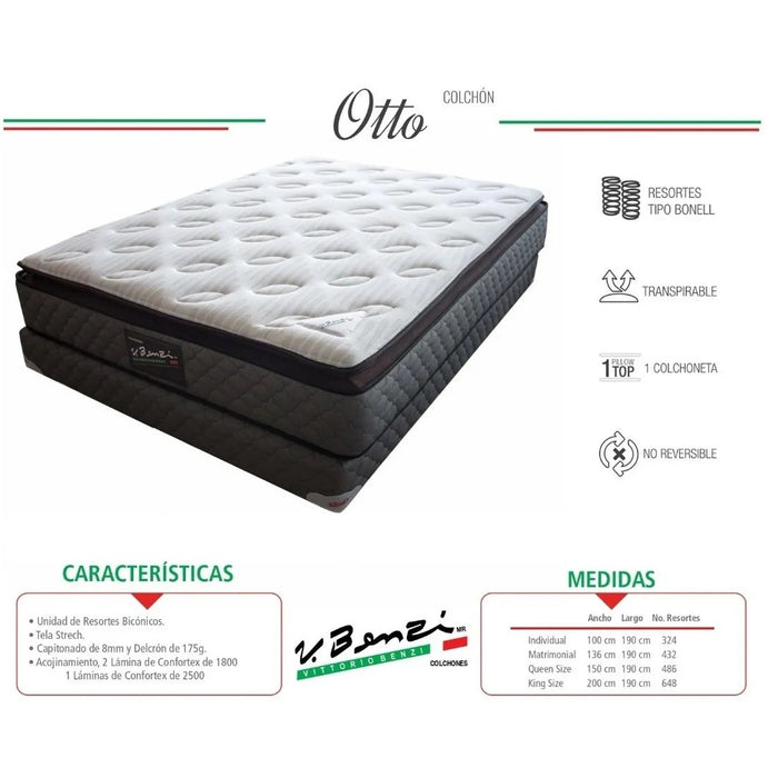 Colchón Otto 200 King Size Vittorio Benzi Pillow top, ortopédico